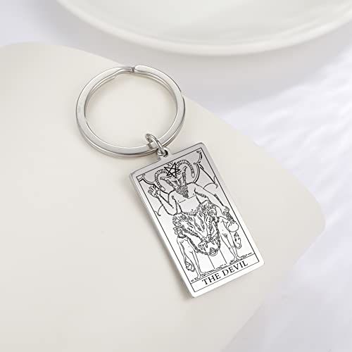 Tarot Cards Stainless Steel Vintage Amulet Wiccan Keychain