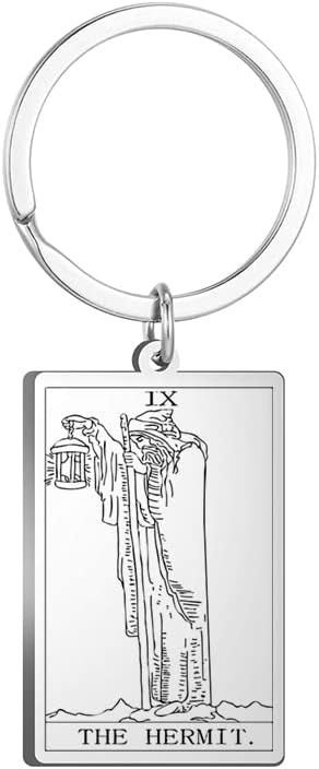 Tarot Cards Stainless Steel Vintage Amulet Wiccan Keychain