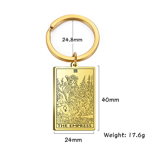 Tarot Cards Stainless Steel Vintage Amulet Wiccan Keychain