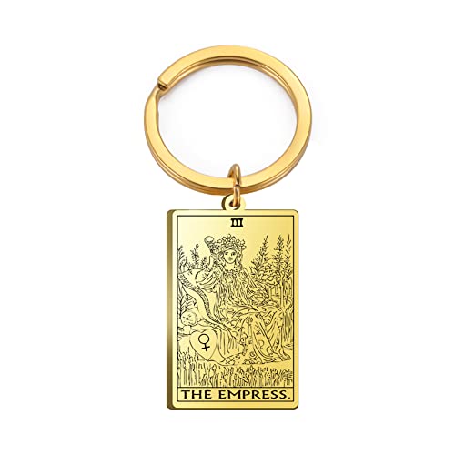 Tarot Cards Stainless Steel Vintage Amulet Wiccan Keychain