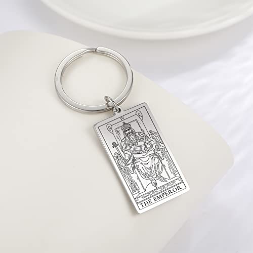 Tarot Cards Stainless Steel Vintage Amulet Wiccan Keychain