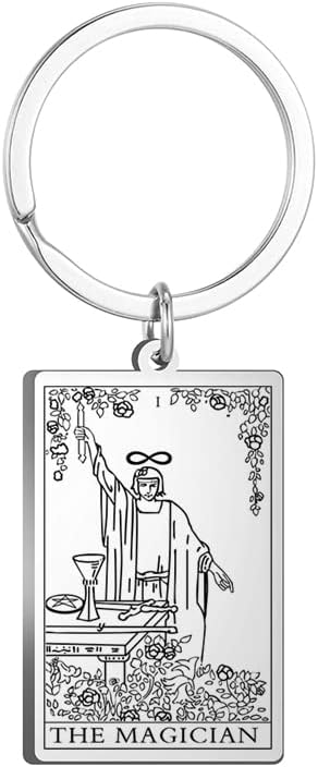 Tarot Cards Stainless Steel Vintage Amulet Wiccan Keychain