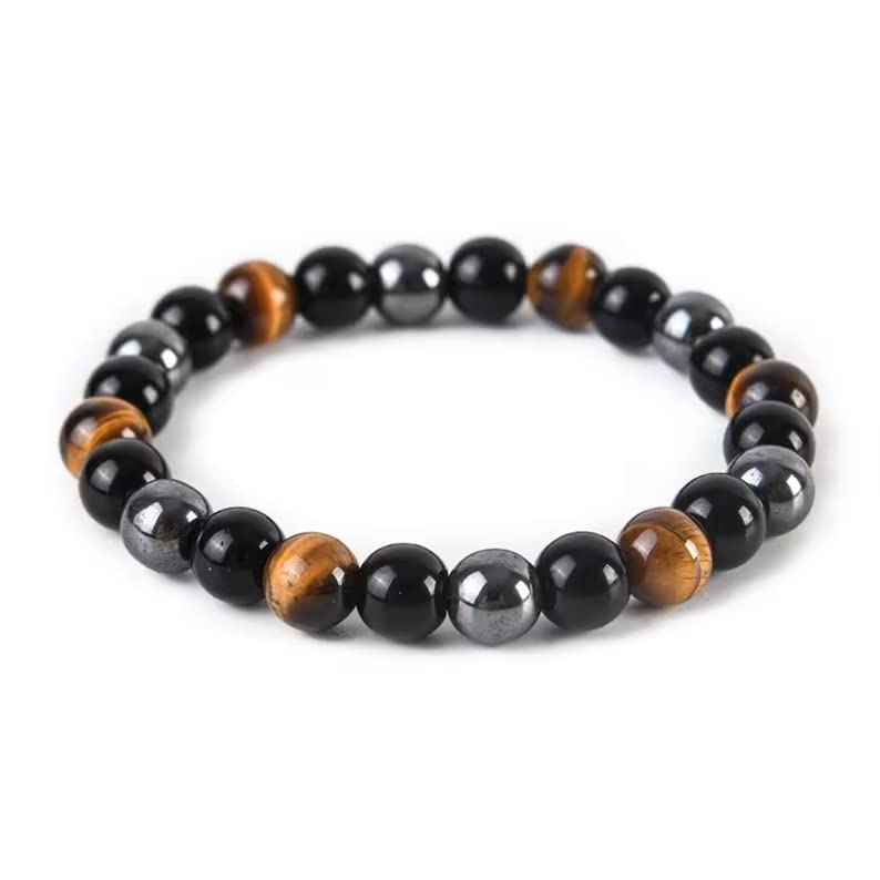 Hematite, Tiger Eye, & Obsidian Men's Bracelet