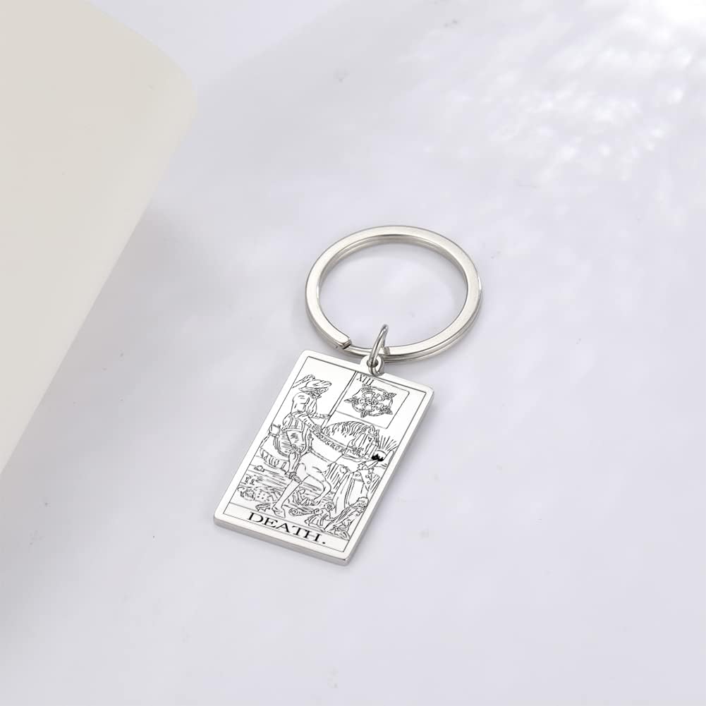 Tarot Cards Stainless Steel Vintage Amulet Wiccan Keychain