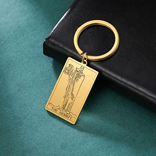 Tarot Cards Stainless Steel Vintage Amulet Wiccan Keychain