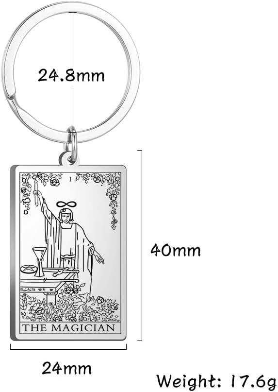 Tarot Cards Stainless Steel Vintage Amulet Wiccan Keychain