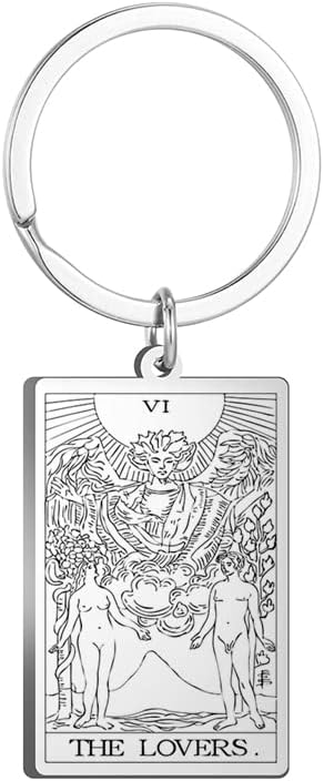 Tarot Cards Stainless Steel Vintage Amulet Wiccan Keychain