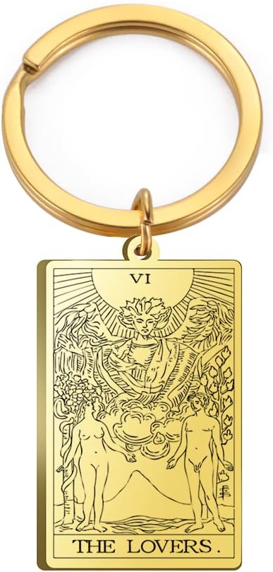 Tarot Cards Stainless Steel Vintage Amulet Wiccan Keychain