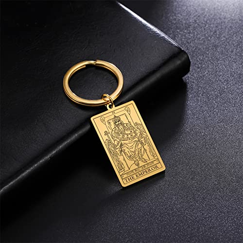 Tarot Cards Stainless Steel Vintage Amulet Wiccan Keychain