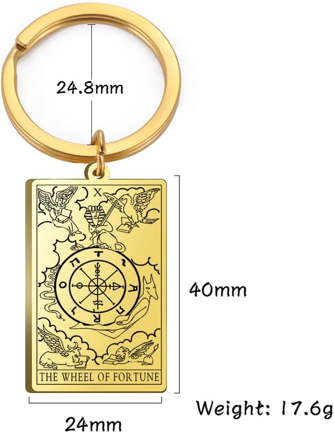 Tarot Cards Stainless Steel Vintage Amulet Wiccan Keychain