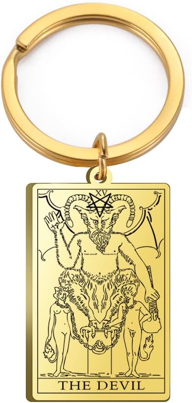 Tarot Cards Stainless Steel Vintage Amulet Wiccan Keychain