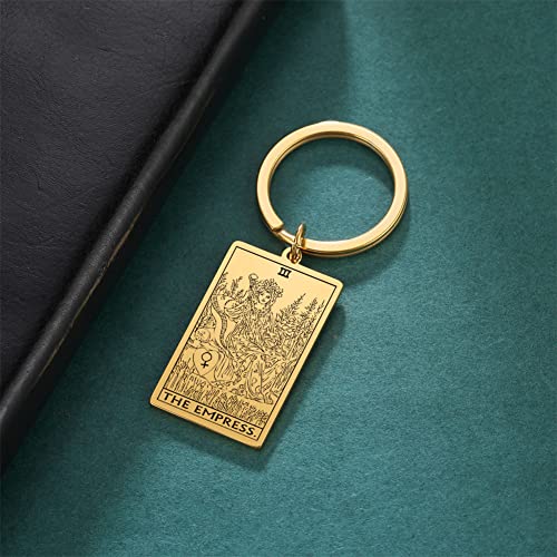 Tarot Cards Stainless Steel Vintage Amulet Wiccan Keychain