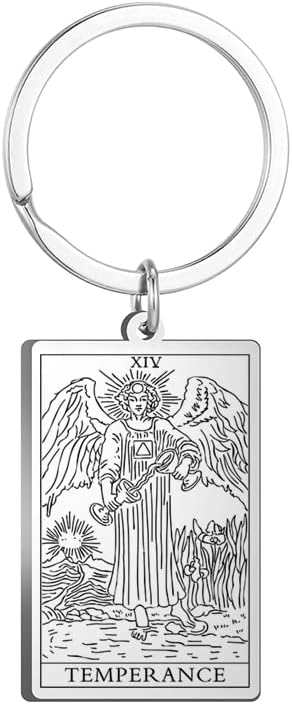 Tarot Cards Stainless Steel Vintage Amulet Wiccan Keychain