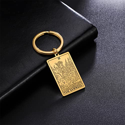 Tarot Cards Stainless Steel Vintage Amulet Wiccan Keychain