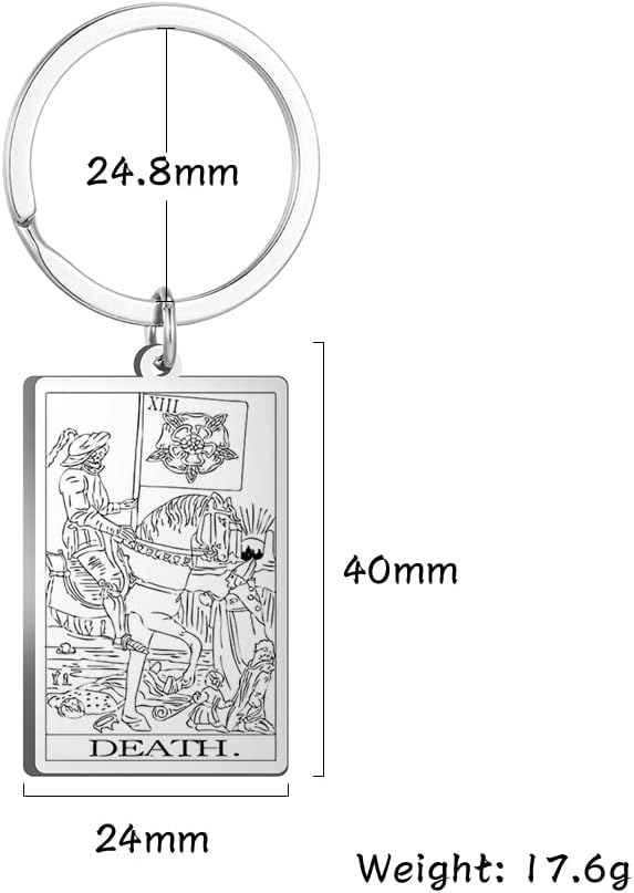 Tarot Cards Stainless Steel Vintage Amulet Wiccan Keychain