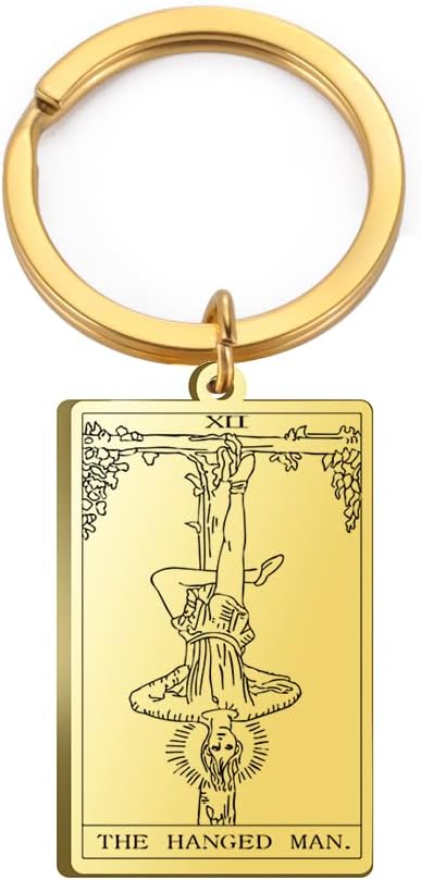 Tarot Cards Stainless Steel Vintage Amulet Wiccan Keychain