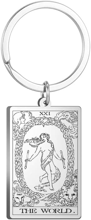 Tarot Cards Stainless Steel Vintage Amulet Wiccan Keychain