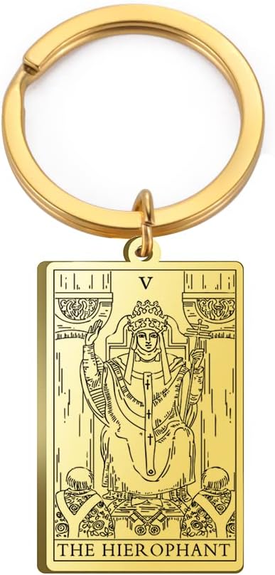 Tarot Cards Stainless Steel Vintage Amulet Wiccan Keychain