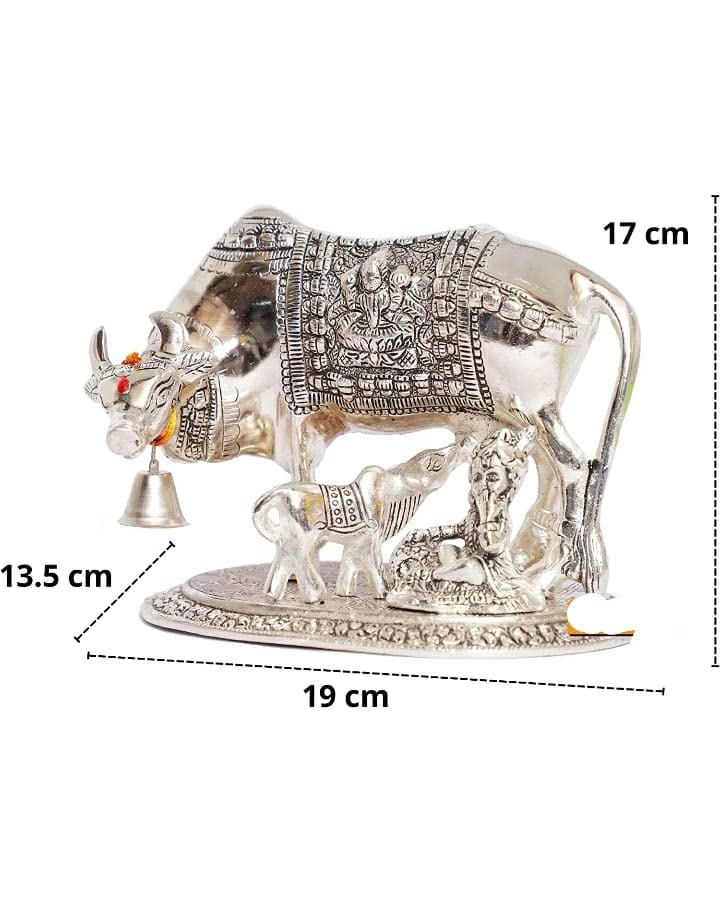 Handcrafted Brass Golden Kamdhenu Cow with Calf