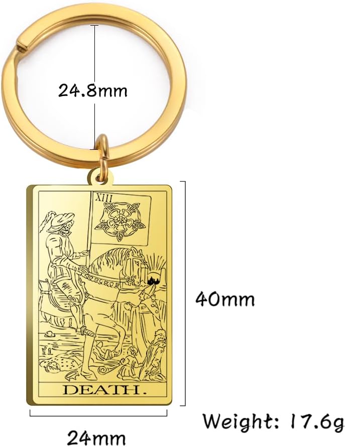 Tarot Cards Stainless Steel Vintage Amulet Wiccan Keychain