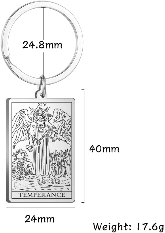 Tarot Cards Stainless Steel Vintage Amulet Wiccan Keychain