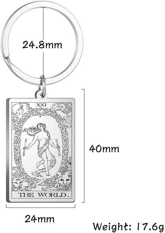 Tarot Cards Stainless Steel Vintage Amulet Wiccan Keychain