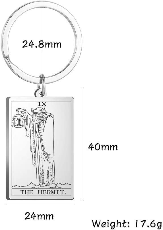 Tarot Cards Stainless Steel Vintage Amulet Wiccan Keychain