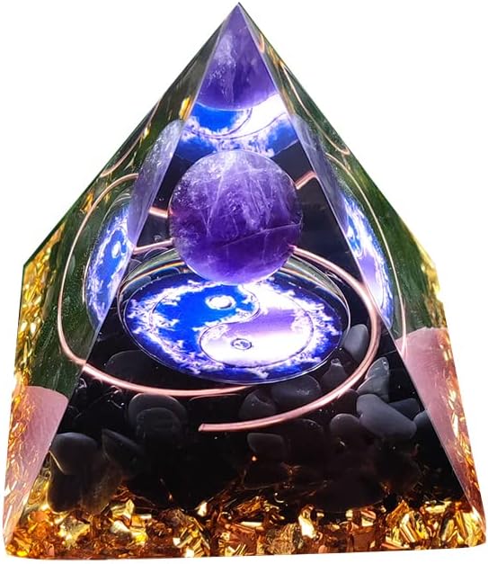 Amethyst Crystal Sphere Orgonite Pyramid