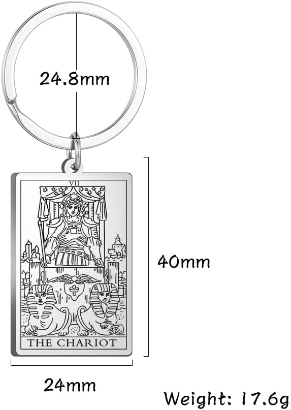 Tarot Cards Stainless Steel Vintage Amulet Wiccan Keychain