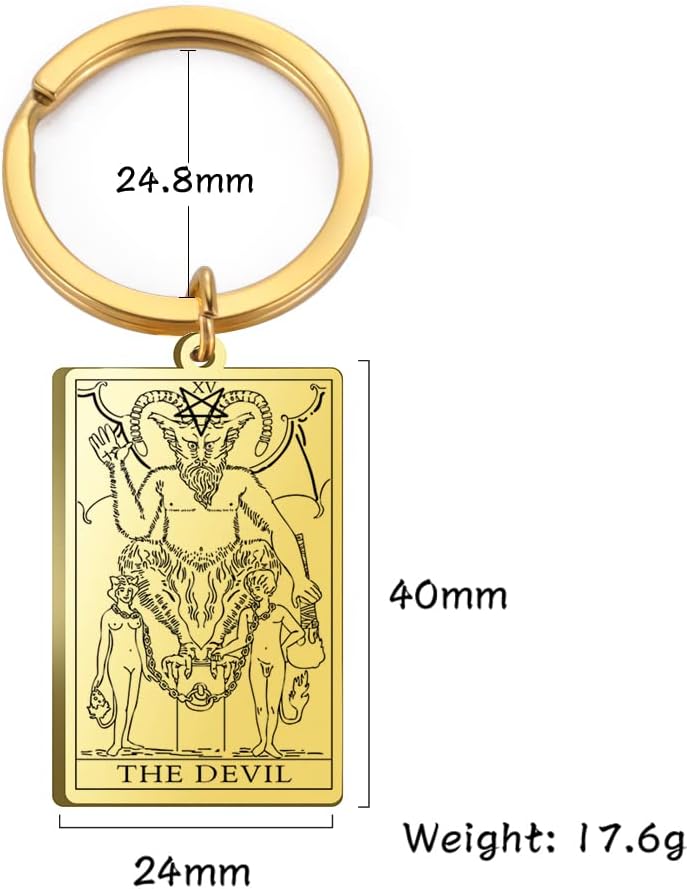 Tarot Cards Stainless Steel Vintage Amulet Wiccan Keychain