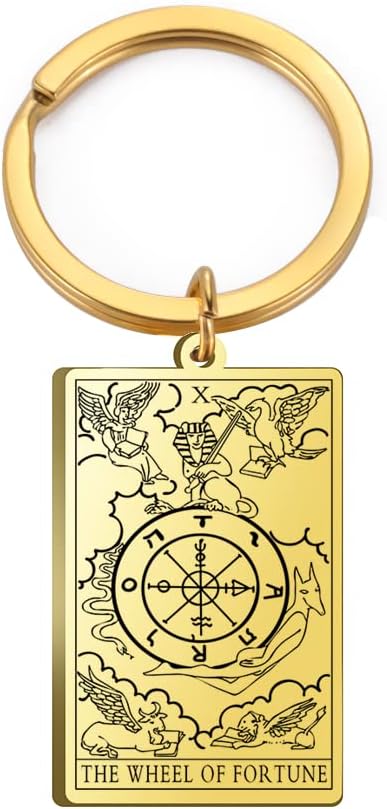 Tarot Cards Stainless Steel Vintage Amulet Wiccan Keychain