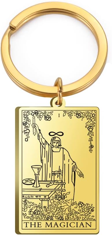 Tarot Cards Stainless Steel Vintage Amulet Wiccan Keychain