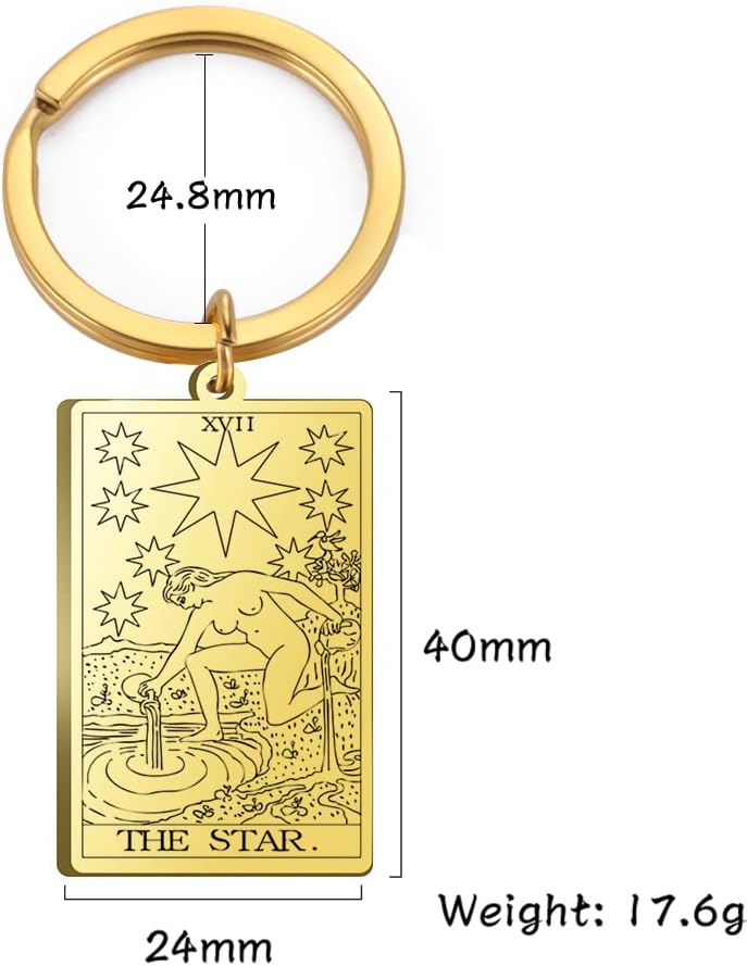 Tarot Cards Stainless Steel Vintage Amulet Wiccan Keychain