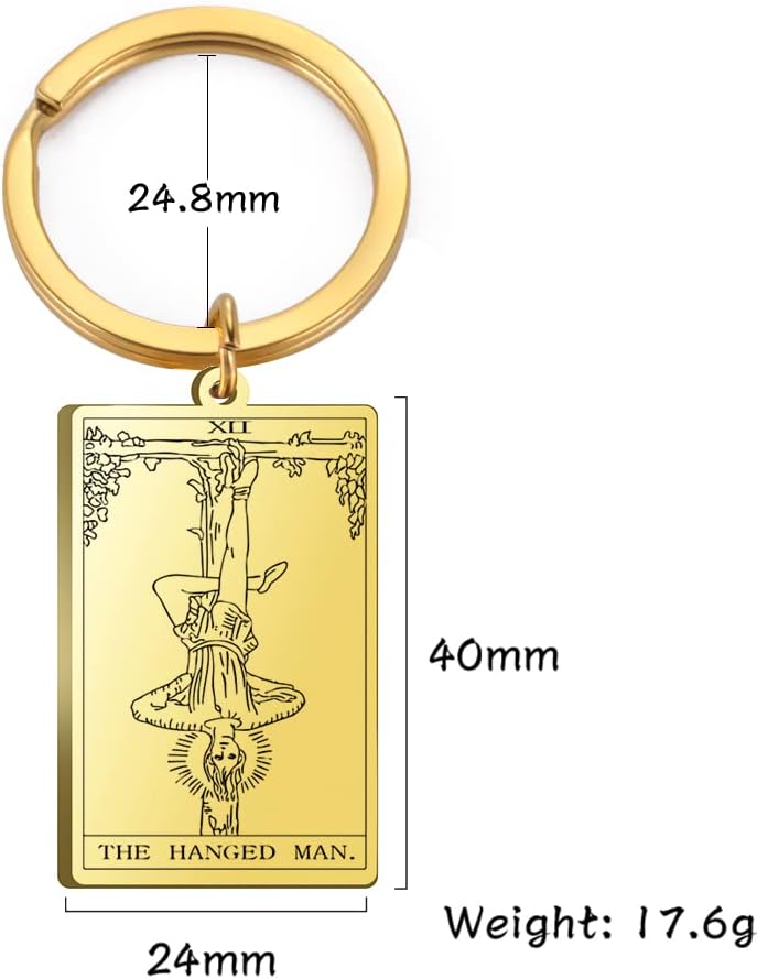 Tarot Cards Stainless Steel Vintage Amulet Wiccan Keychain