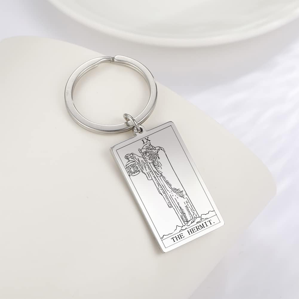 Tarot Cards Stainless Steel Vintage Amulet Wiccan Keychain