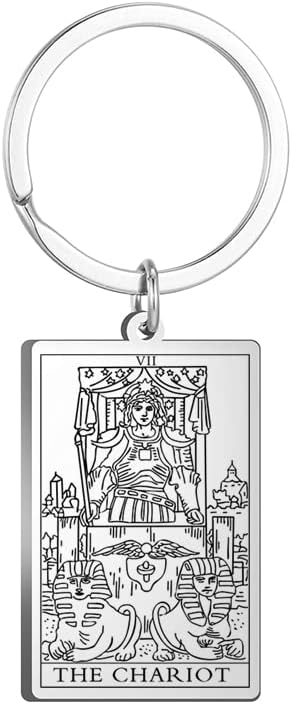 Tarot Cards Stainless Steel Vintage Amulet Wiccan Keychain