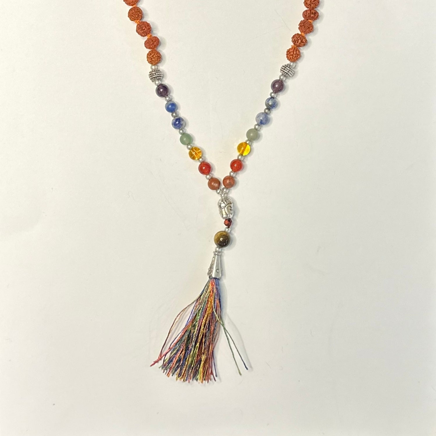 Rudraksh Mala with Buddha and 7 Chakra Stones Necklace