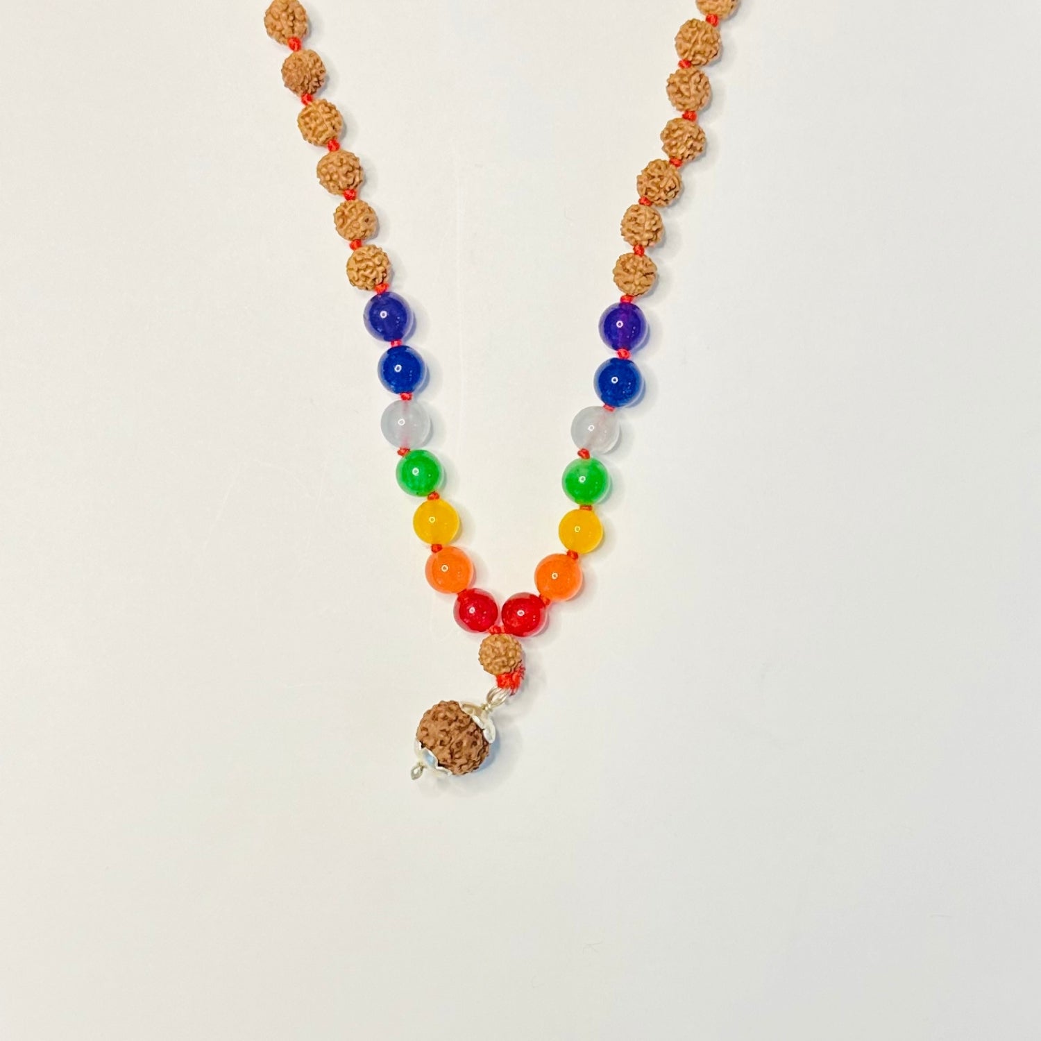 Rudraksh Mala with Buddha and 7 Chakra Stones Necklace