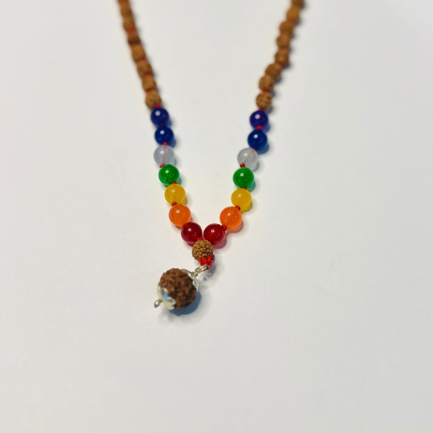 Rudraksh Mala with Buddha and 7 Chakra Stones Necklace