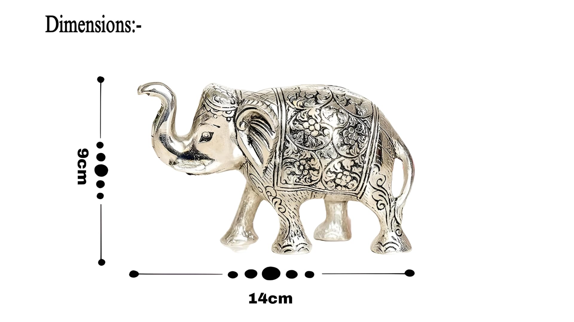 Metal Elephant Statue Silver Polish Set of 2 for Vastu