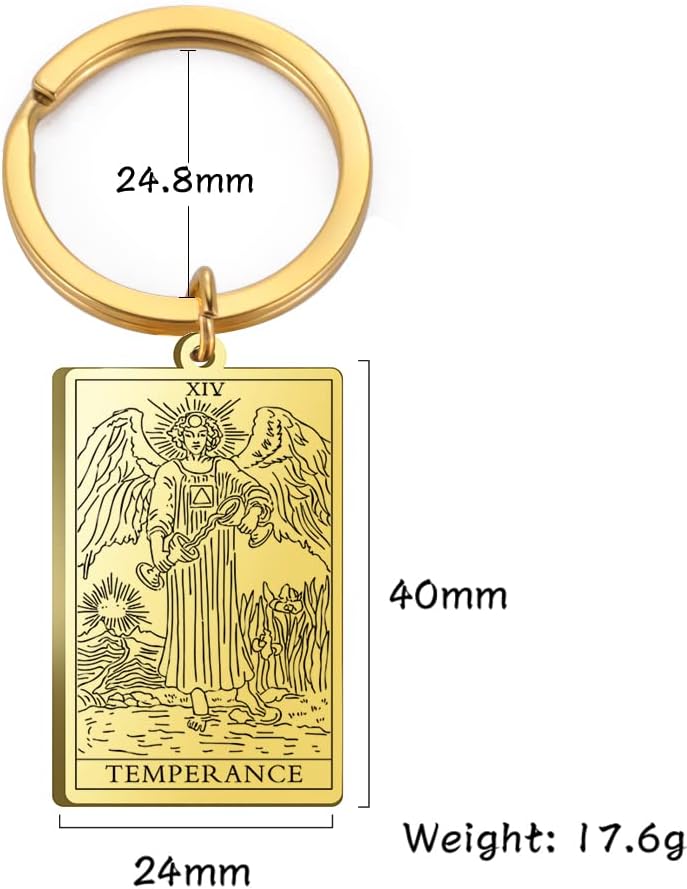 Tarot Cards Stainless Steel Vintage Amulet Wiccan Keychain