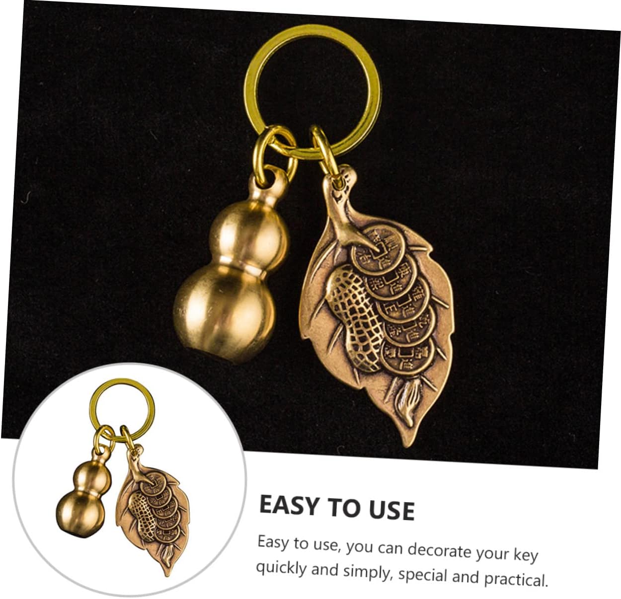 Copper Gourd Lucky Feng Shui Coin Keychain