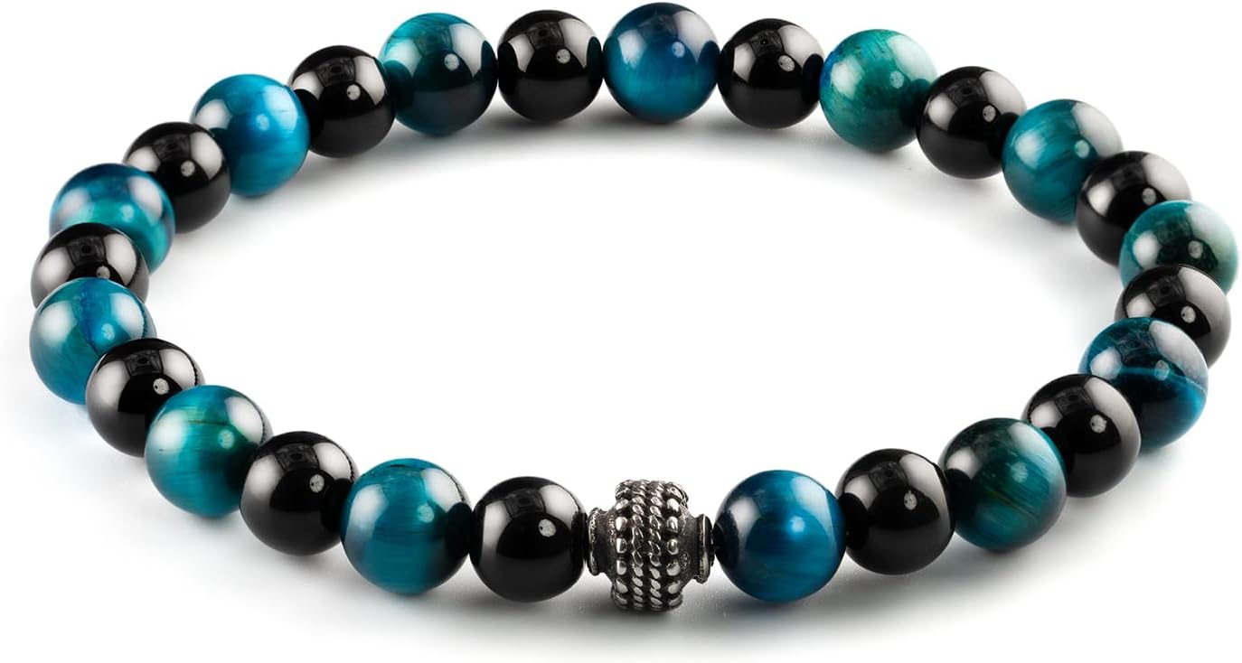 Nature Lava Stone TigerEye Bead Bracelet