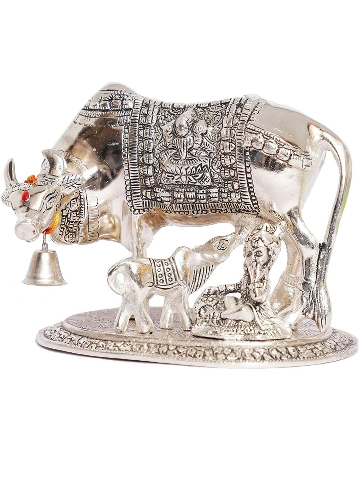 Handcrafted Brass Golden Kamdhenu Cow with Calf