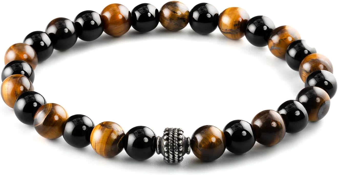 Nature Lava Stone TigerEye Bead Bracelet