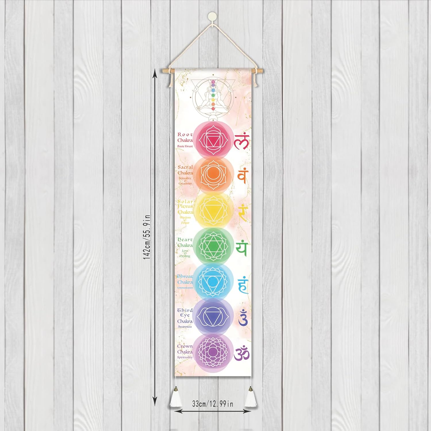 7 Chakras Yoga Wall Hanging 33 x 135 cm