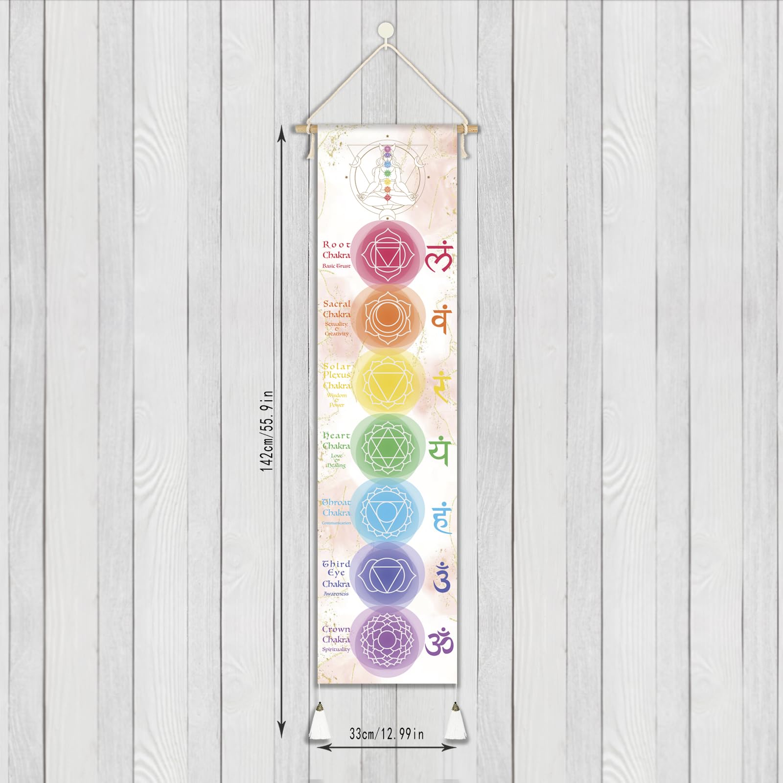 7 Chakras Yoga Wall Hanging 33 x 135 cm