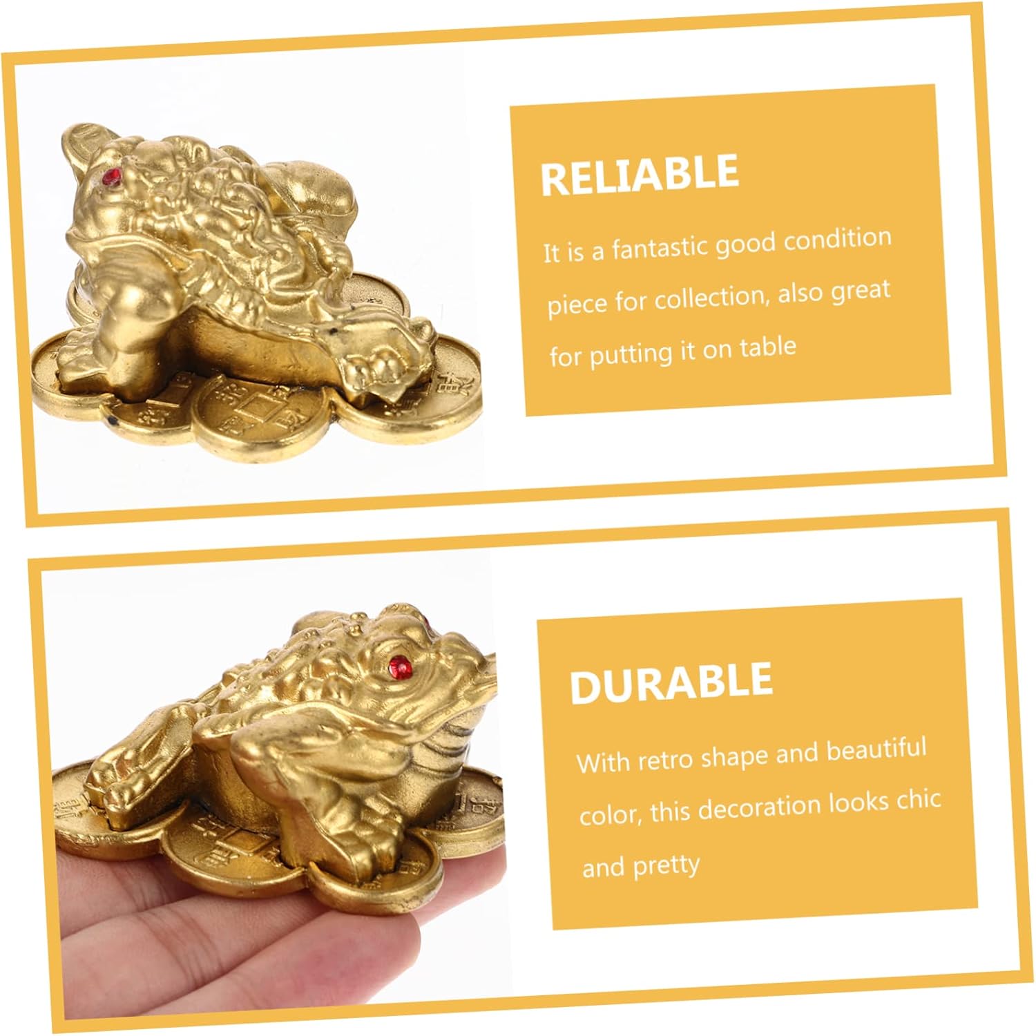 2pcs Feng Shui Money Frog Figurines