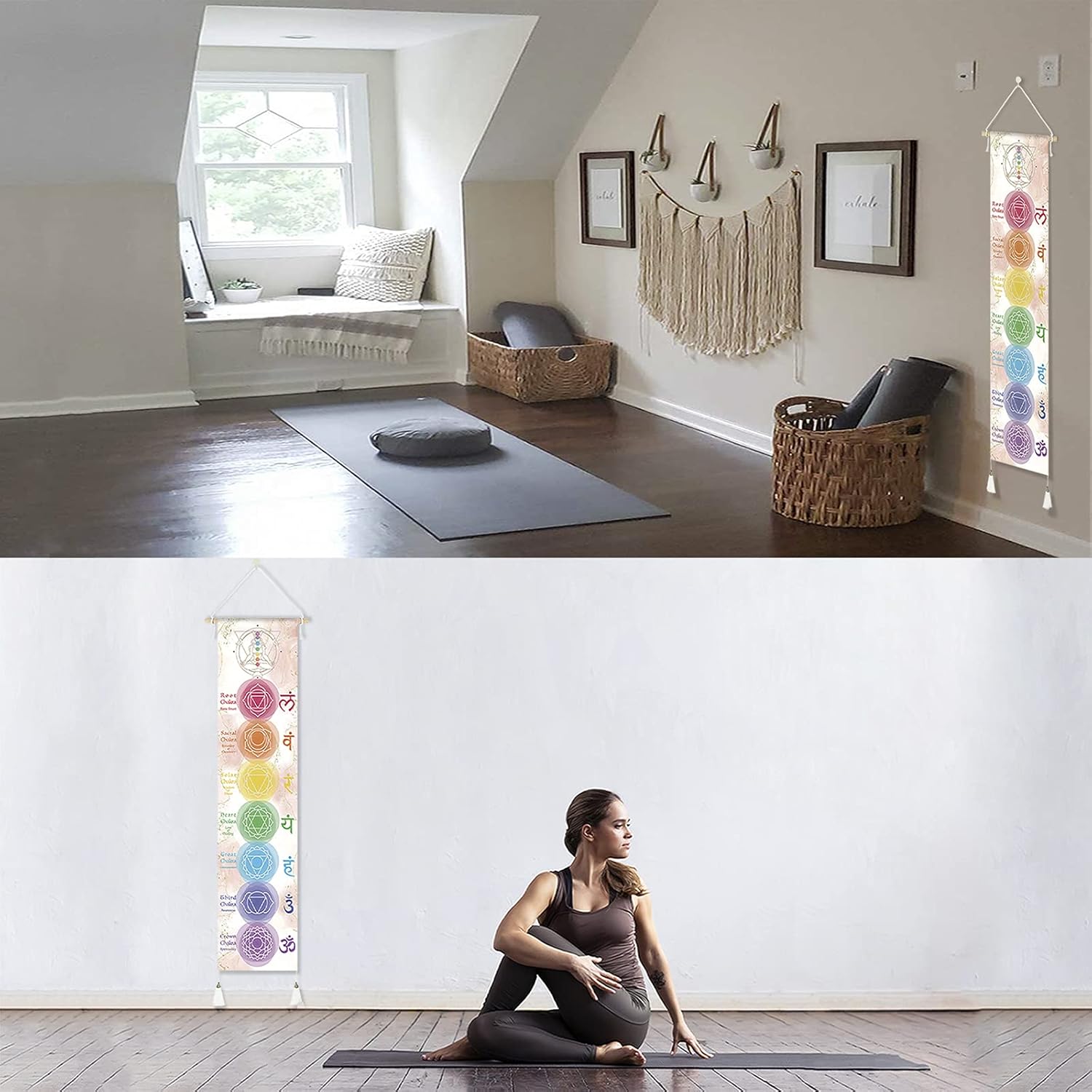 7 Chakras Yoga Wall Hanging 33 x 135 cm