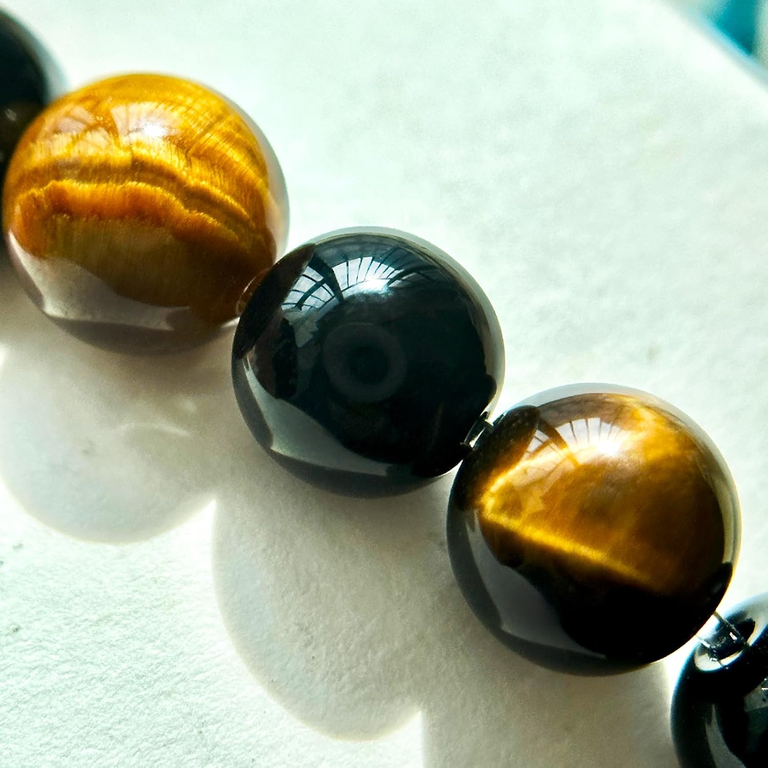 Nature Lava Stone TigerEye Bead Bracelet